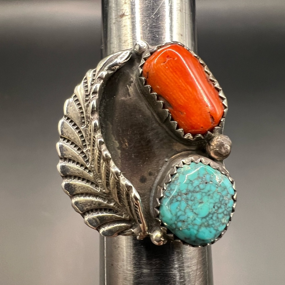Native American Ring with Turquoise and Spiny Oyster.